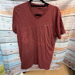 Hollister women’s Maroon V-Neck T-Shirt.